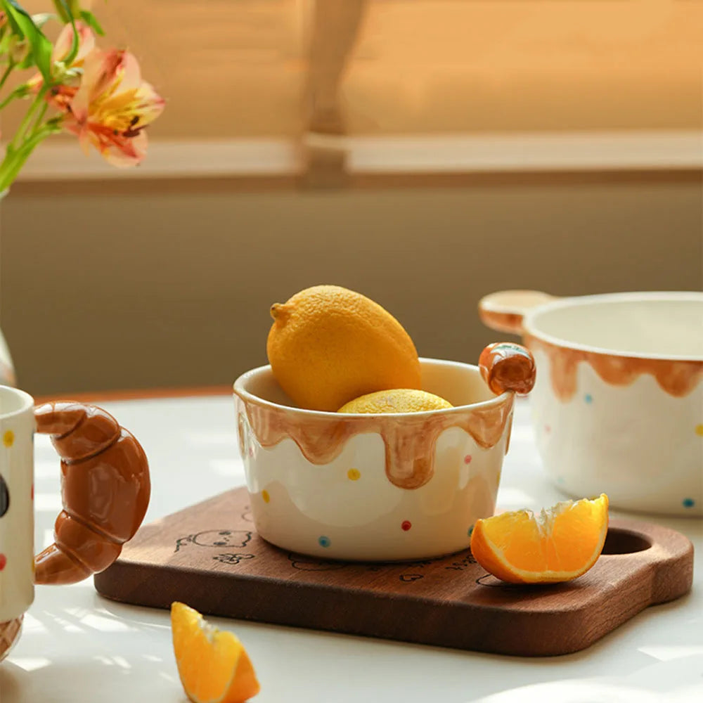 Cute Bread Relief Ceramic Bowl